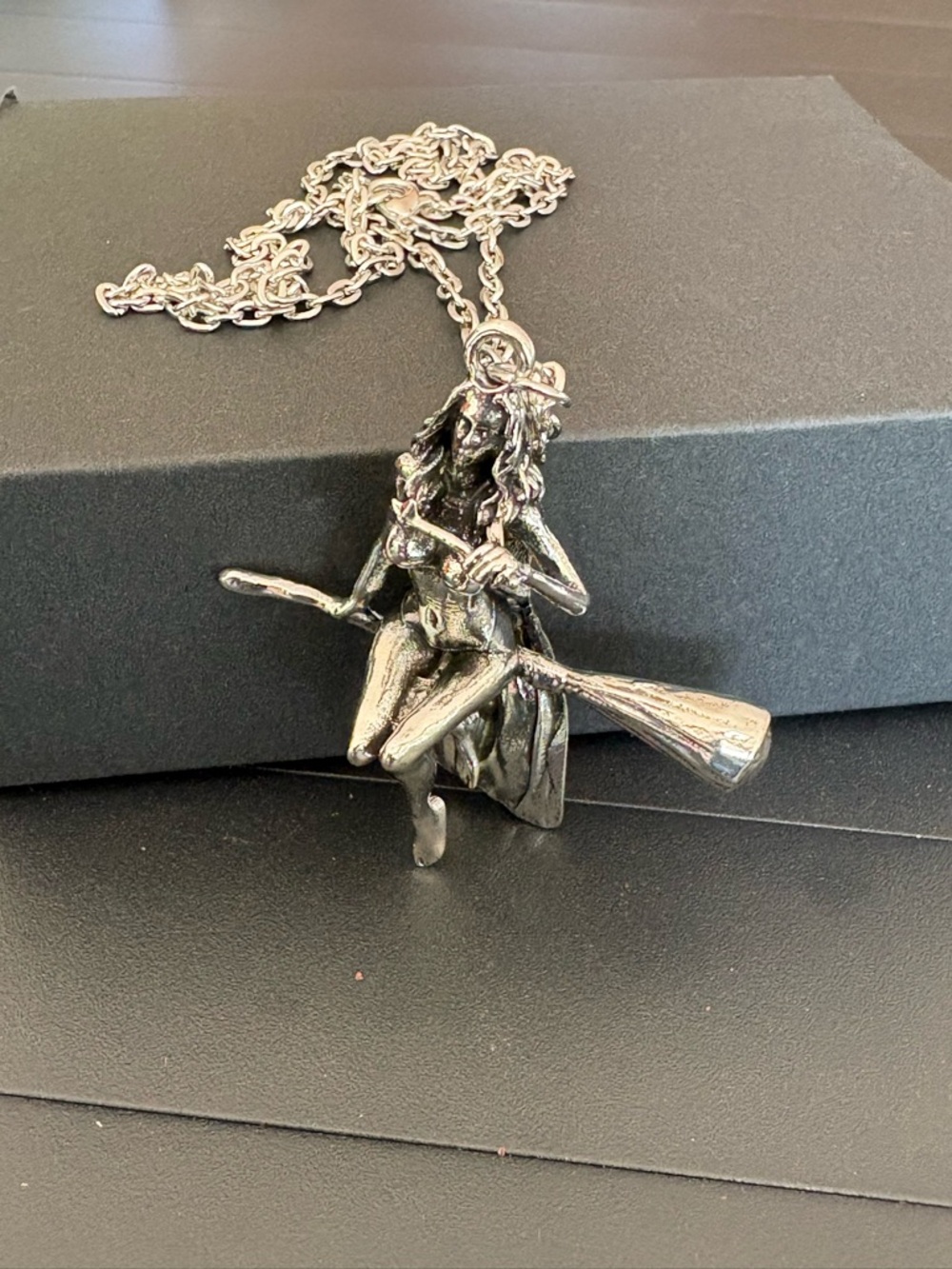 Silver Witch Pendant Necklace - Women Jewelry